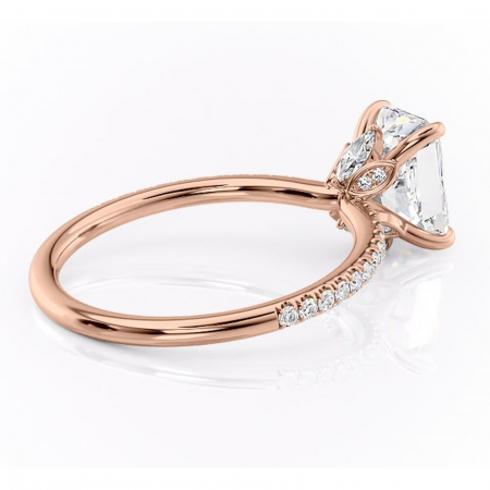 Inel de logodnă Onyxia din aur Rose 14kt cu moissanite tăietură radiantă – Montură pavé rafinată pentru profil înalt | Personalizează și configurează gratuit online [2]