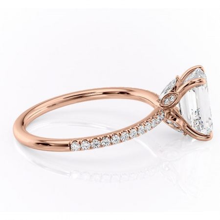 Inel de logodnă Onyxia din aur Rose 18kt cu moissanite tăietură smarald – Montură pavé rafinată pentru profil înalt | Personalizează și configurează gratuit online [1]