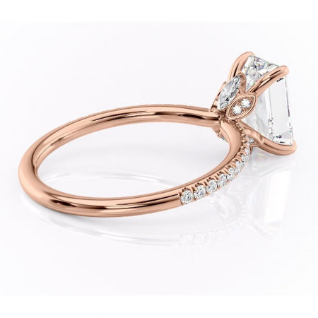 Inel de logodnă Onyxia din aur Rose 18kt cu moissanite tăietură smarald – Montură pavé rafinată pentru profil înalt | Personalizează și configurează gratuit online [2]