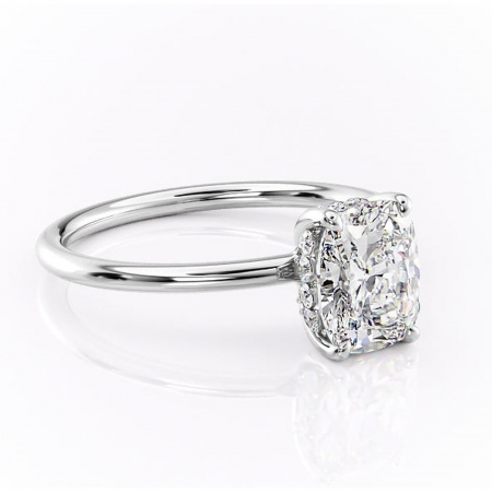 Pernă alungită - Inel de logodnă Opal din aur Alb 14kt cu moissanite tăietură asscher – Solitar rafinată pentru profil jos | Personalizează și configurează gratuit online