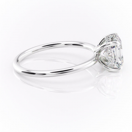 Inel de logodnă Opal din aur Alb 14kt cu moissanite tăietură asscher – Solitar rafinată pentru profil jos | Personalizează și configurează gratuit online [1]