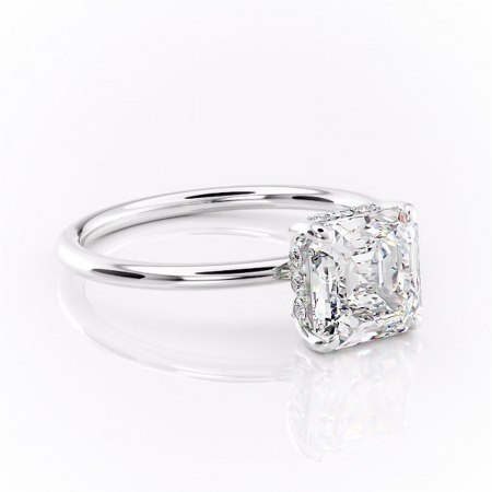 Asscher - Inel de logodnă Opal din aur Alb 14kt cu moissanite tăietură asscher – Solitar rafinată pentru profil jos | Personalizează și configurează gratuit online