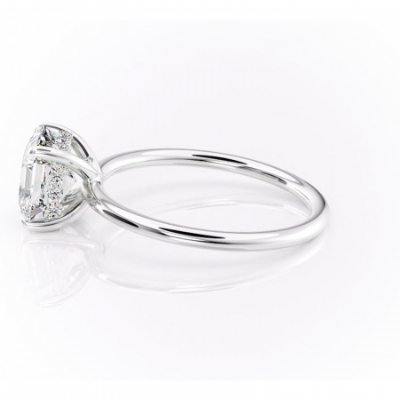Inel de logodnă Opal din aur Alb 14kt cu moissanite tăietură asscher – Solitar rafinată pentru profil jos | Personalizează și configurează gratuit online [5]