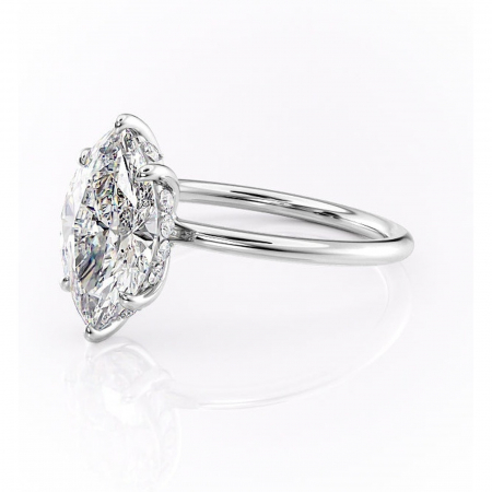 Inel de logodnă Opal din aur Alb 14kt cu moissanite tăietură marquise – Solitar rafinată pentru profil jos | Personalizează și configurează gratuit online [6]