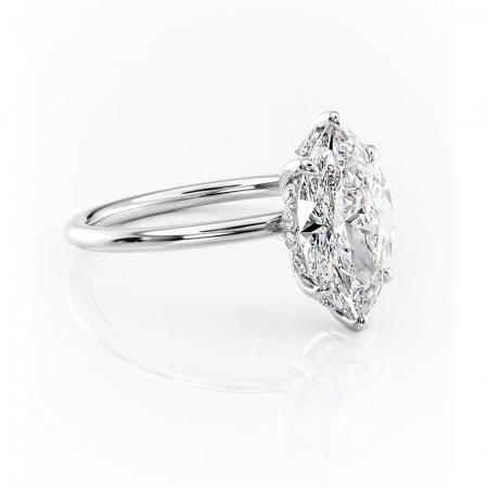 Marquise - Inel de logodnă Opal din aur Alb 14kt cu moissanite tăietură marquise – Solitar rafinată pentru profil jos | Personalizează și configurează gratuit online