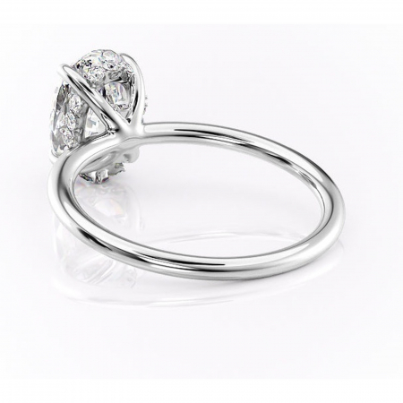Inel de logodnă Opal din aur Alb 14kt cu moissanite tăietură ovală – Solitar rafinată pentru profil jos | Personalizează și configurează gratuit online [3]