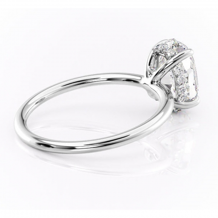 Inel de logodnă Opal din aur Alb 14kt cu moissanite tăietură ovală – Solitar rafinată pentru profil jos | Personalizează și configurează gratuit online [2]