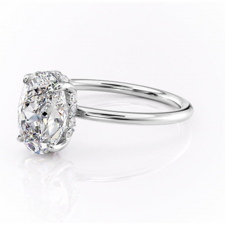 Inel de logodnă Opal din aur Alb 14kt cu moissanite tăietură ovală – Solitar rafinată pentru profil jos | Personalizează și configurează gratuit online [6]