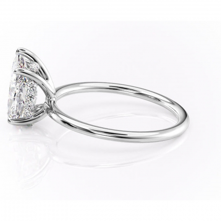 Inel de logodnă Opal din aur Alb 14kt cu moissanite tăietură pară – Solitar rafinată pentru profil jos | Personalizează și configurează gratuit online [5]