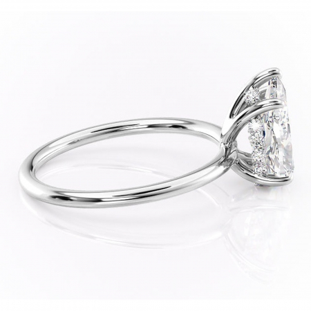 Inel de logodnă Opal din aur Alb 14kt cu moissanite tăietură pară – Solitar rafinată pentru profil jos | Personalizează și configurează gratuit online [1]