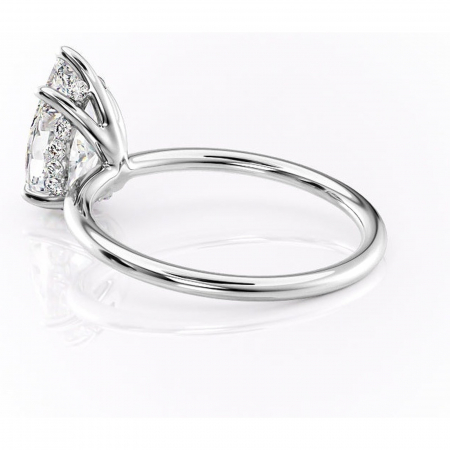 Inel de logodnă Opal din aur Alb 14kt cu moissanite tăietură pară – Solitar rafinată pentru profil jos | Personalizează și configurează gratuit online [4]
