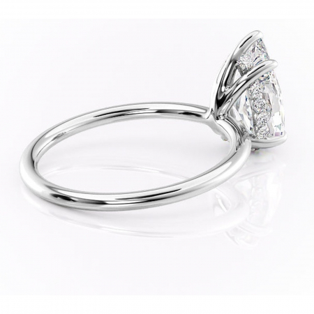 Inel de logodnă Opal din aur Alb 14kt cu moissanite tăietură pară – Solitar rafinată pentru profil jos | Personalizează și configurează gratuit online [2]