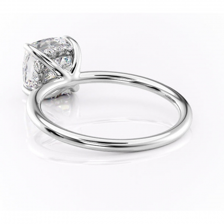 Inel de logodnă Opal din aur Alb 14kt cu moissanite tăietură pernă – Solitar rafinată pentru profil jos | Personalizează și configurează gratuit online [3]