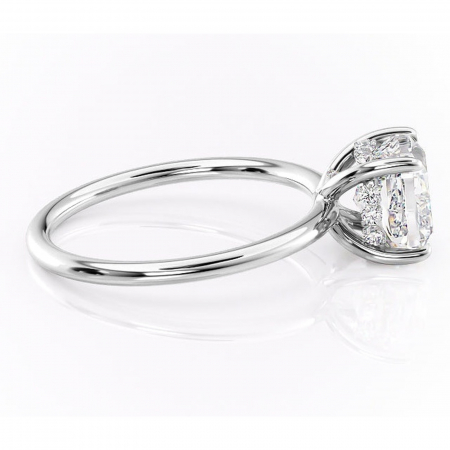 Inel de logodnă Opal din aur Alb 14kt cu moissanite tăietură pernă – Solitar rafinată pentru profil jos | Personalizează și configurează gratuit online [1]