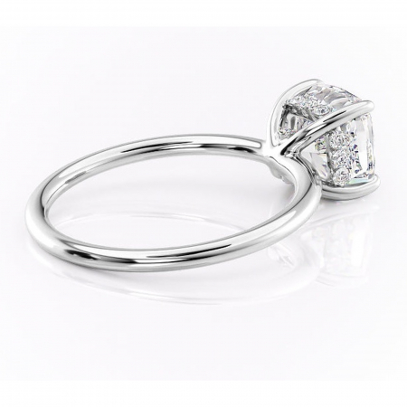 Inel de logodnă Opal din aur Alb 14kt cu moissanite tăietură pernă – Solitar rafinată pentru profil jos | Personalizează și configurează gratuit online [2]