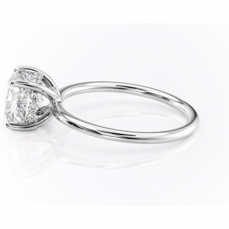 Inel de logodnă Opal din aur Alb 14kt cu moissanite tăietură pernă – Solitar rafinată pentru profil jos | Personalizează și configurează gratuit online [5]