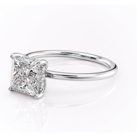 Inel de logodnă Opal din aur Alb 18kt cu moissanite tăietură princess – Solitar rafinată pentru profil jos | Personalizează și configurează gratuit online [6]