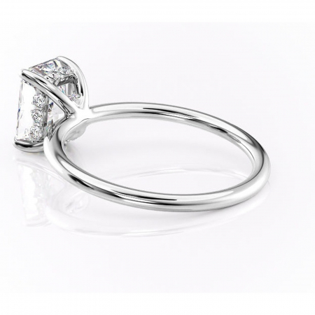 Inel de logodnă Opal din aur Alb 18kt cu moissanite tăietură radiantă – Solitar rafinată pentru profil jos | Personalizează și configurează gratuit online [4]