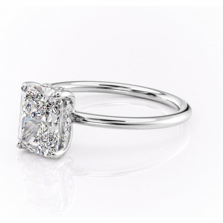 Inel de logodnă Opal din aur Alb 18kt cu moissanite tăietură radiantă – Solitar rafinată pentru profil jos | Personalizează și configurează gratuit online [6]
