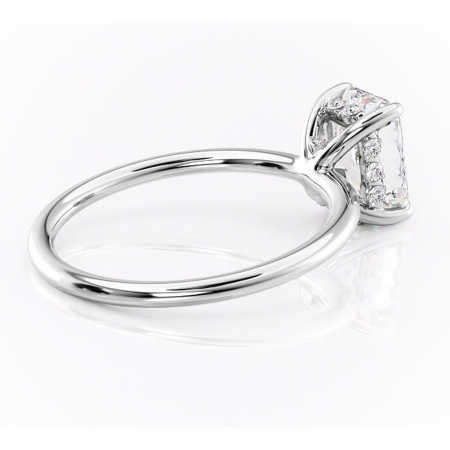 Inel de logodnă Opal din aur Alb 18kt cu moissanite tăietură radiantă – Solitar rafinată pentru profil jos | Personalizează și configurează gratuit online [2]