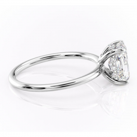 Inel de logodnă Opal din aur Alb 18kt cu moissanite tăietură radiantă – Solitar rafinată pentru profil jos | Personalizează și configurează gratuit online [1]