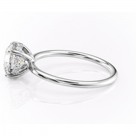 Inel de logodnă Opal din aur Alb 14kt cu moissanite tăietură rotundă – Solitar rafinată pentru profil jos | Personalizează și configurează gratuit online [5]