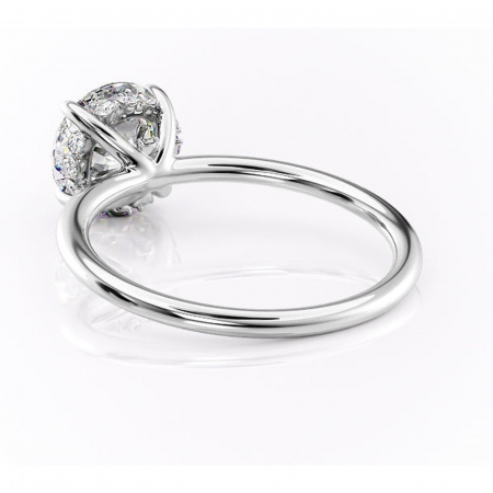 Inel de logodnă Opal din aur Alb 14kt cu moissanite tăietură rotundă – Solitar rafinată pentru profil jos | Personalizează și configurează gratuit online [3]