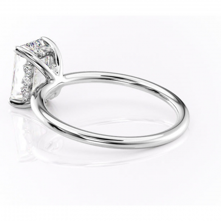 Inel de logodnă Opal din aur Alb 14kt cu moissanite tăietură smarald – Solitar rafinată pentru profil jos | Personalizează și configurează gratuit online [4]