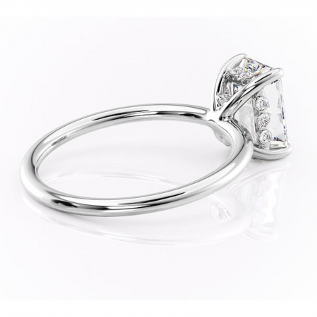 Inel de logodnă Opal din aur Alb 14kt cu moissanite tăietură smarald – Solitar rafinată pentru profil jos | Personalizează și configurează gratuit online [2]