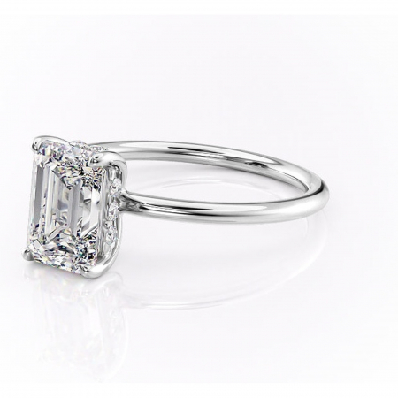 Inel de logodnă Opal din aur Alb 14kt cu moissanite tăietură smarald – Solitar rafinată pentru profil jos | Personalizează și configurează gratuit online [6]