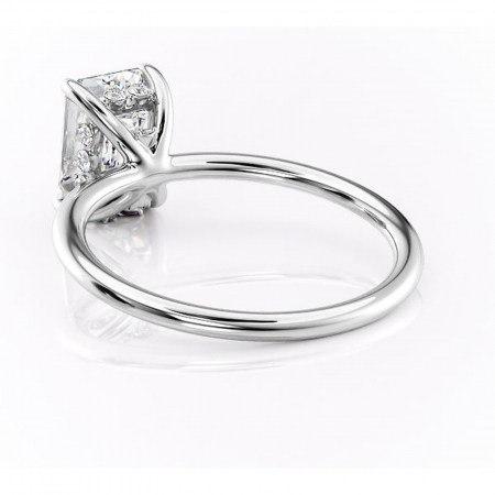 Inel de logodnă Opal din aur Alb 14kt cu moissanite tăietură smarald – Solitar rafinată pentru profil jos | Personalizează și configurează gratuit online [3]