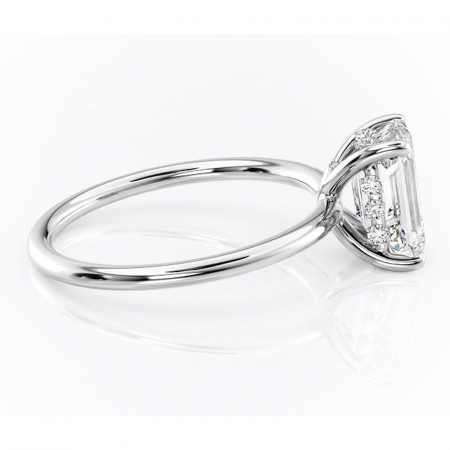 Inel de logodnă Opal din aur Alb 14kt cu moissanite tăietură smarald – Solitar rafinată pentru profil jos | Personalizează și configurează gratuit online [1]