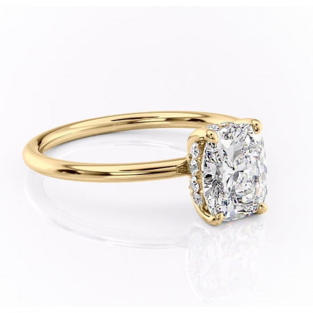 14K - Inel de logodnă Opal din aur Galben 14kt cu moissanite tăietură asscher – Solitar rafinată pentru profil jos | Personalizează și configurează gratuit online