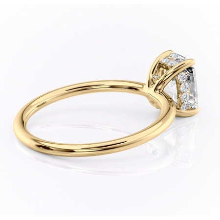 Inel de logodnă Opal din aur Galben 14kt cu moissanite tăietură asscher – Solitar rafinată pentru profil jos | Personalizează și configurează gratuit online [2]