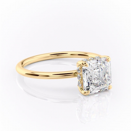 18K - Inel de logodnă Opal din aur Galben 18kt cu moissanite tăietură asscher – Solitar rafinată pentru profil jos | Personalizează și configurează gratuit online