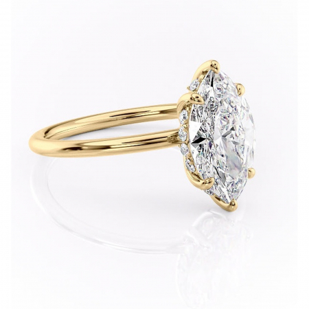 Marquise - Inel de logodnă Opal din aur Galben 18kt cu moissanite tăietură marquise – Solitar rafinată pentru profil jos | Personalizează și configurează gratuit online