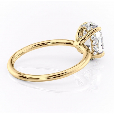 Inel de logodnă Opal din aur Galben 18kt cu moissanite tăietură ovală – Solitar rafinată pentru profil jos | Personalizează și configurează gratuit online [2]