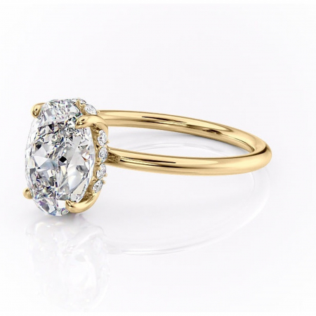 Inel de logodnă Opal din aur Galben 18kt cu moissanite tăietură ovală – Solitar rafinată pentru profil jos | Personalizează și configurează gratuit online [6]