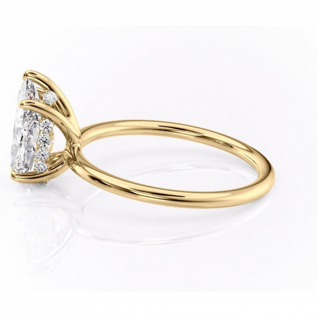 Inel de logodnă Opal din aur Galben 18kt cu moissanite tăietură pară – Solitar rafinată pentru profil jos | Personalizează și configurează gratuit online [5]
