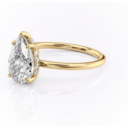 Inel de logodnă Opal din aur Galben 18kt cu moissanite tăietură pară – Solitar rafinată pentru profil jos | Personalizează și configurează gratuit online [6]