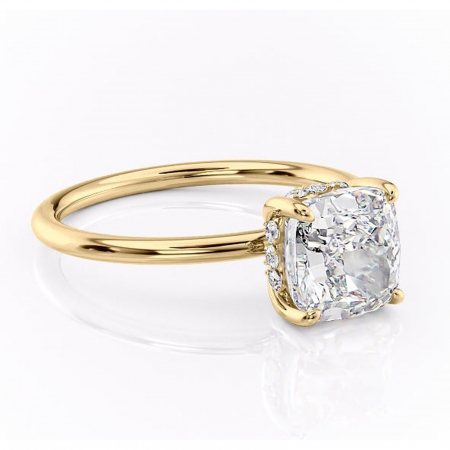 Pernă - Inel de logodnă Opal din aur Galben 18kt cu moissanite tăietură pernă – Solitar rafinată pentru profil jos | Personalizează și configurează gratuit online