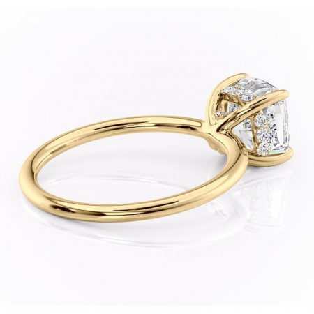 Inel de logodnă Opal din aur Galben 14kt cu moissanite tăietură pernă – Solitar rafinată pentru profil jos | Personalizează și configurează gratuit online [2]