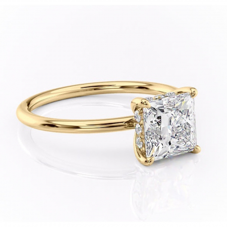 14K - Inel de logodnă Opal din aur Galben 14kt cu moissanite tăietură princess – Solitar rafinată pentru profil jos | Personalizează și configurează gratuit online