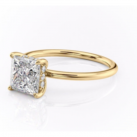 Inel de logodnă Opal din aur Galben 14kt cu moissanite tăietură princess – Solitar rafinată pentru profil jos | Personalizează și configurează gratuit online [6]