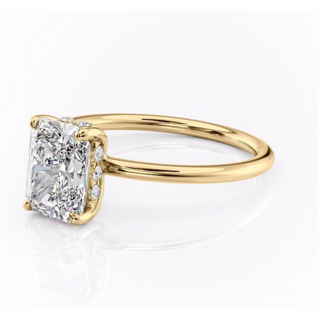 Inel de logodnă Opal din aur Galben 18kt cu moissanite tăietură radiantă – Solitar rafinată pentru profil jos | Personalizează și configurează gratuit online [6]