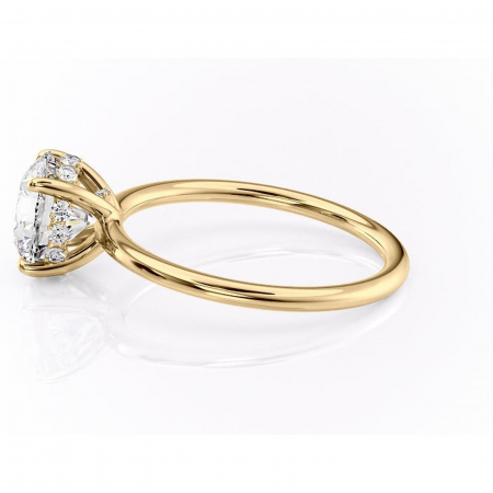 Inel de logodnă Opal din aur Galben 14kt cu moissanite tăietură rotundă – Solitar rafinată pentru profil jos | Personalizează și configurează gratuit online [5]