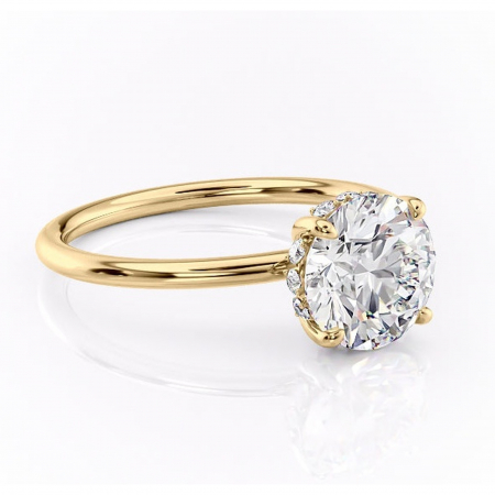 Aur galben - Inel de logodnă Opal din aur Galben 14kt cu moissanite tăietură rotundă – Solitar rafinată pentru profil jos | Personalizează și configurează gratuit online