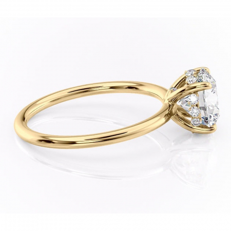 Inel de logodnă Opal din aur Galben 14kt cu moissanite tăietură rotundă – Solitar rafinată pentru profil jos | Personalizează și configurează gratuit online [1]