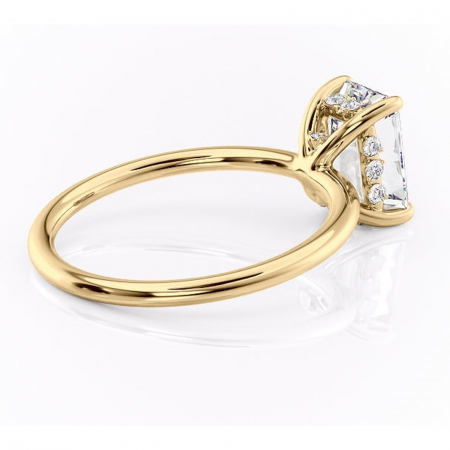 Inel de logodnă Opal din aur Galben 14kt cu moissanite tăietură smarald – Solitar rafinată pentru profil jos | Personalizează și configurează gratuit online [2]