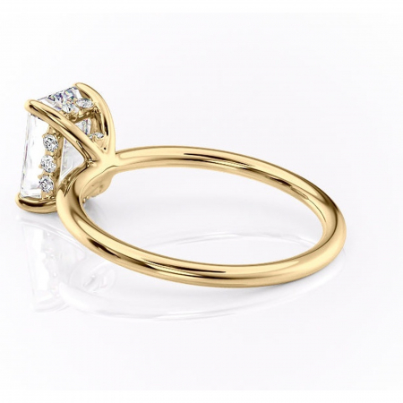 Inel de logodnă Opal din aur Galben 14kt cu moissanite tăietură smarald – Solitar rafinată pentru profil jos | Personalizează și configurează gratuit online [4]